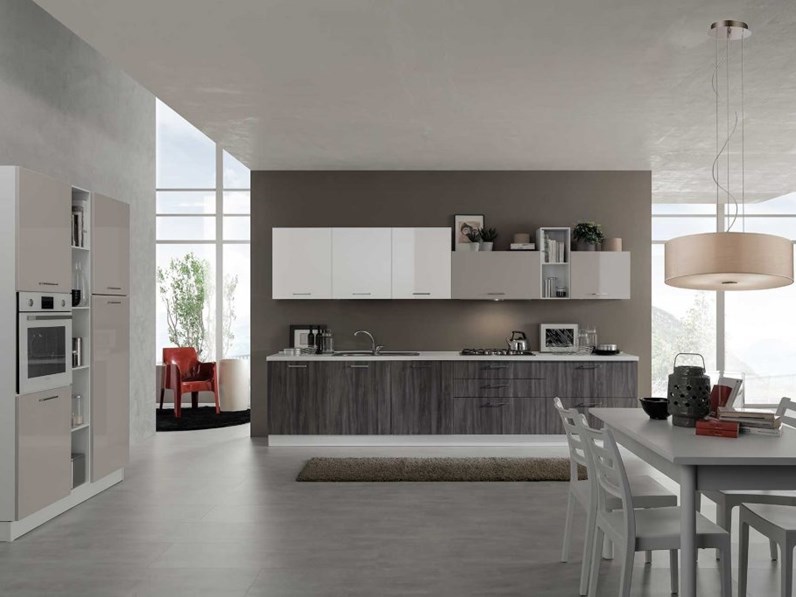 Cucina moderna Ambra impreziosita di elementi living - NETCUCINE